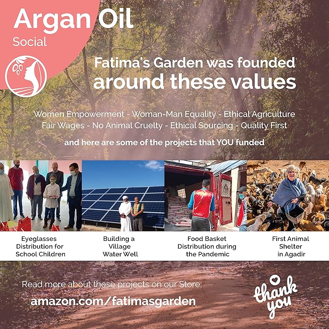 Fatima's Garden Argan Oil - Organic Moisturizer for Skin & Hair, 100ml