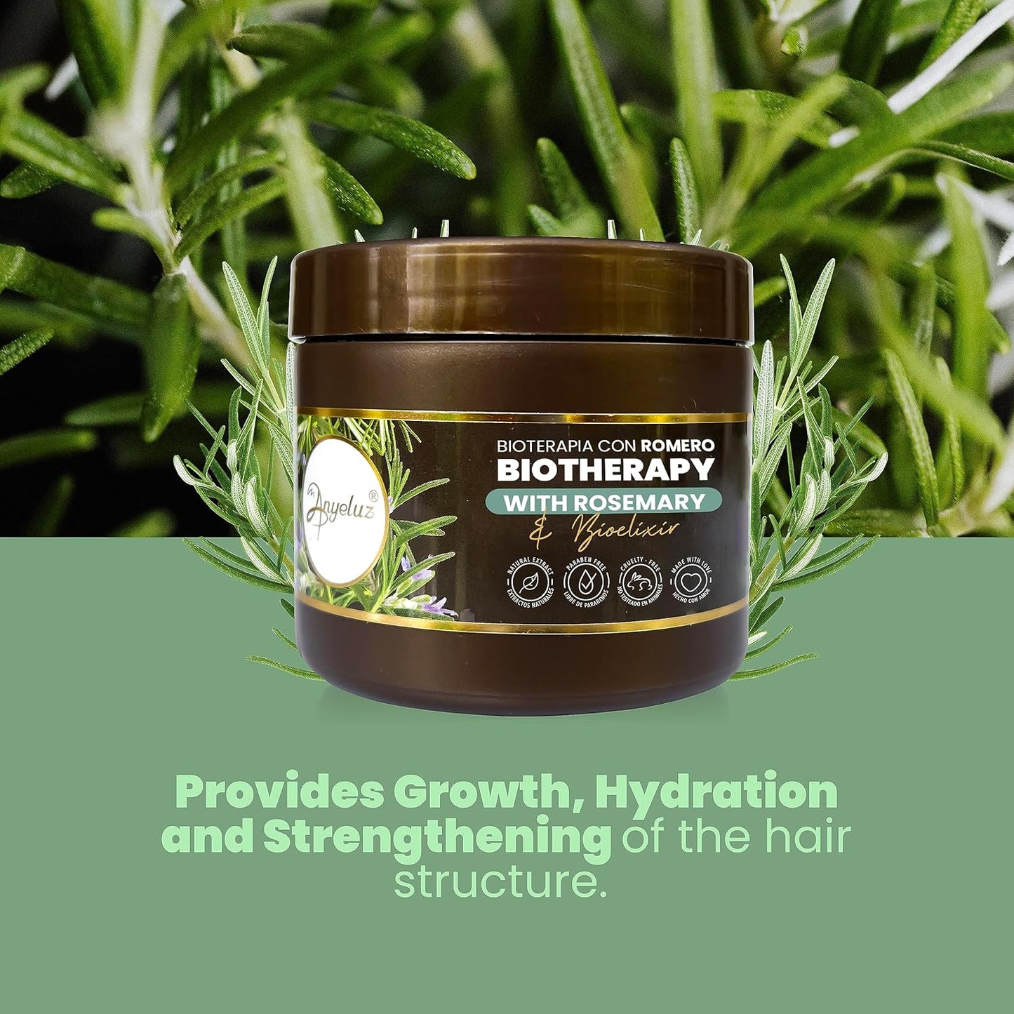 Anyeluz Hair Mask – Rosemary and Avocado Extracts, Intensive Hydration and Strengthening, Damage Repair Boost