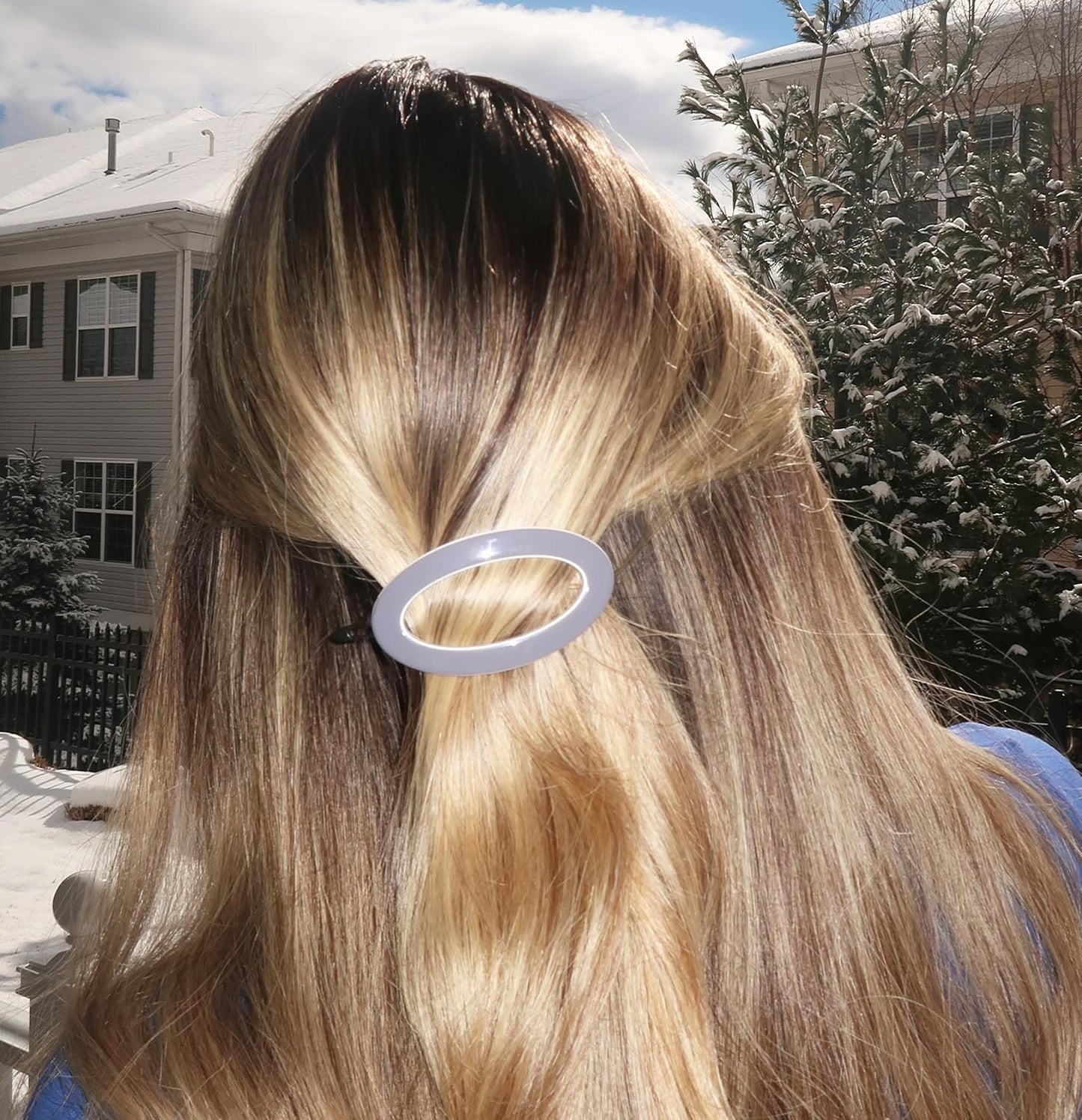 Camila Paris CP3363 French Hair Barrette Clip for Women, Handmade, Gray White, Slide-in Metal-Free Closure, Strong Hold Grip Hair Clips for Girls, No Slip Durable Hair Accessories, Made in France