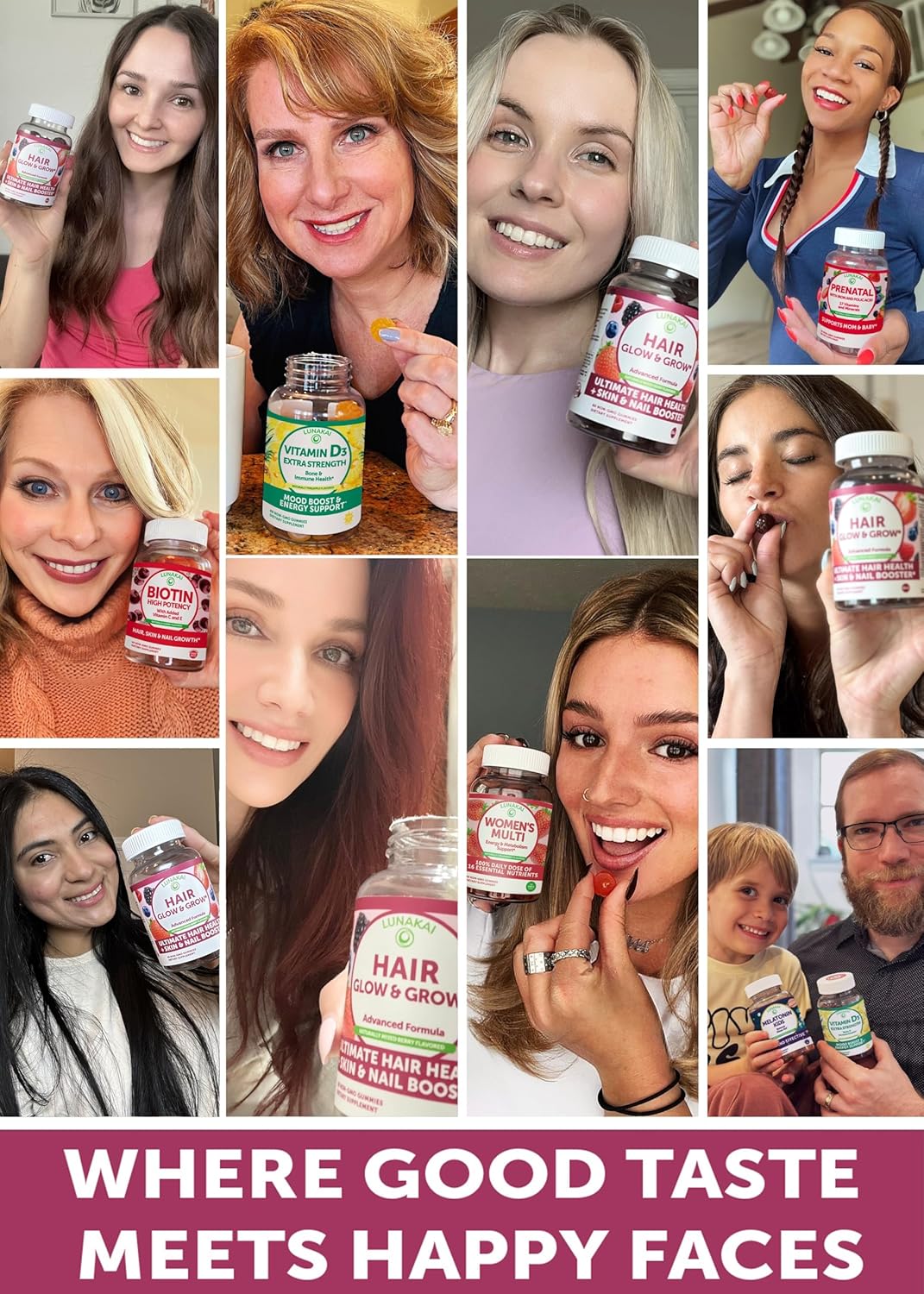 Lunakai USA Made Super Hair Gummies with Biotin, Zinc, Horsetail Extract & Saw Palmetto - Hair Growth Vitamins for Women & Men – Supports Thicker, Longer, Stronger Tresses, Skin & Nails, 60ct