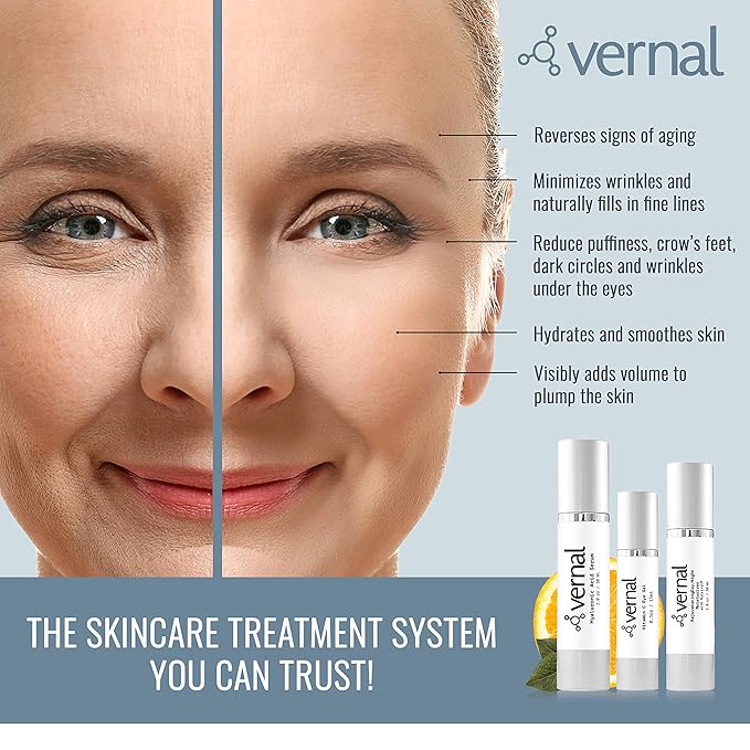 Vernal Anti Wrinkle Eye Cream - Vitamin C and Hyaluronic Acid Infused Collagen Eye Cream, Dark Circle Depuffing Eye Bag Cream for Dark Circles, Puffiness, Under Eye Bags, Crows Feet & Fine Lines
