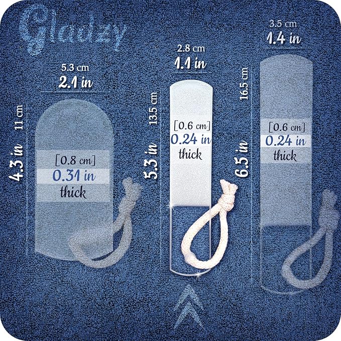 Genuine Czech Glass Foot File by GLADZY - Gentle Callus Remover Foot Rasp, Pedicure & Spa Rough Skin Scrubber, Two-Sided Etched Different Grit Surface, Professional Toenail & Heels Care, Made in EU