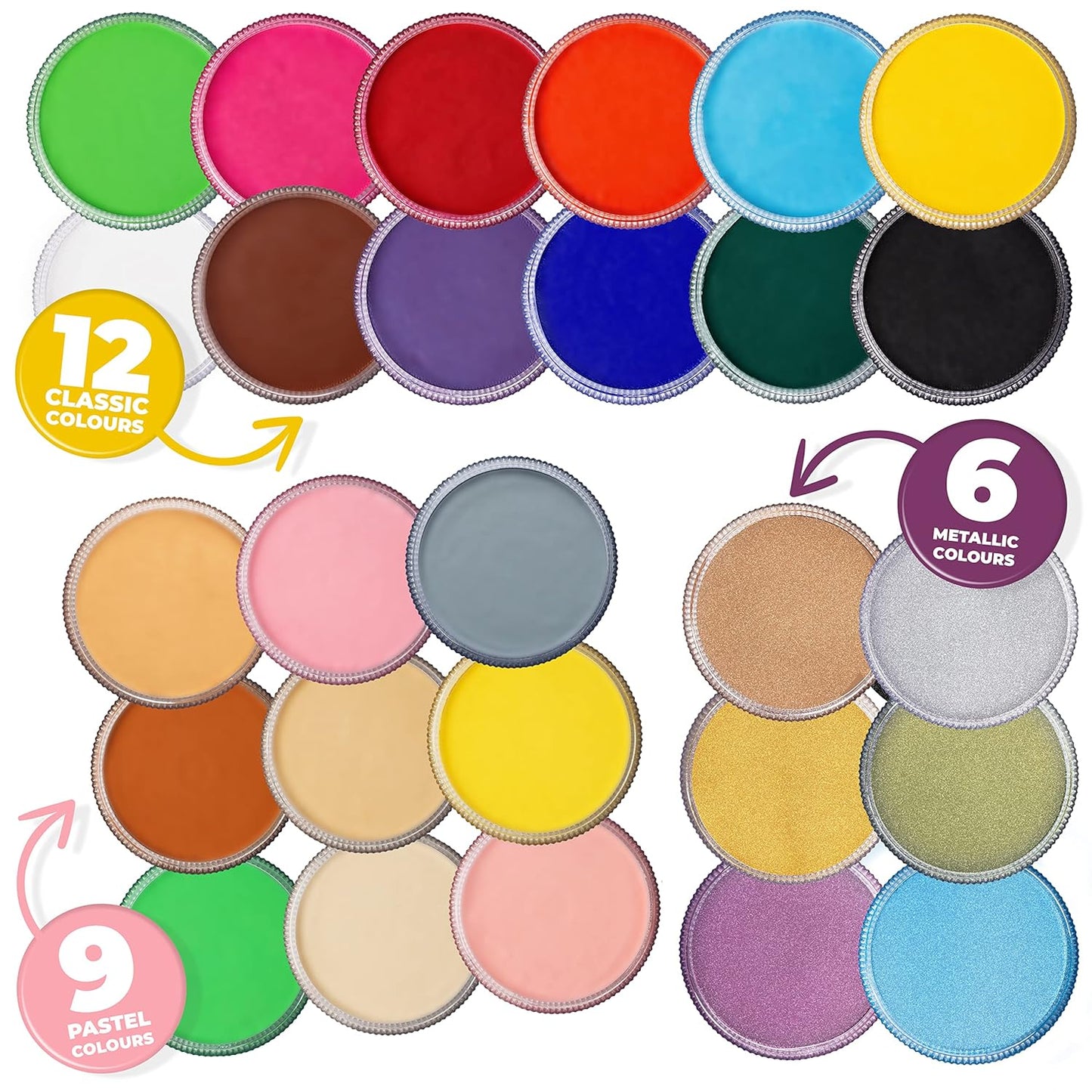 Blue Squid PRO Face Paint - Professional Water Based Single Cake Facepaint & Body Paints - SFX Makeup, Kids Adults Face Painting for Costume, Halloween, Cosplay - Classic Black 90g / 3oz