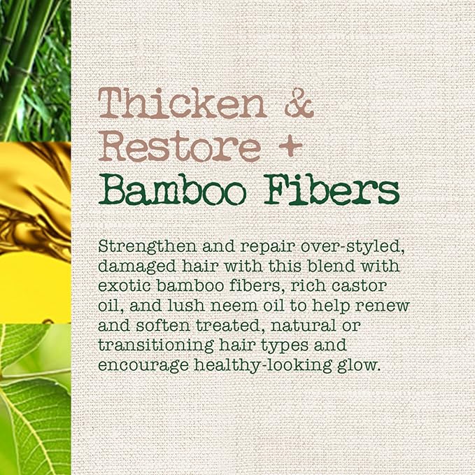 Maui Moisture Thicken & Restore + Bamboo Fibers Strengthening Shampoo to Soften Transitioning or Natural Hair & Renew Brittle Hair, Vegan, Silicone & Paraben-Free, 13 fl oz (Pack of 2)