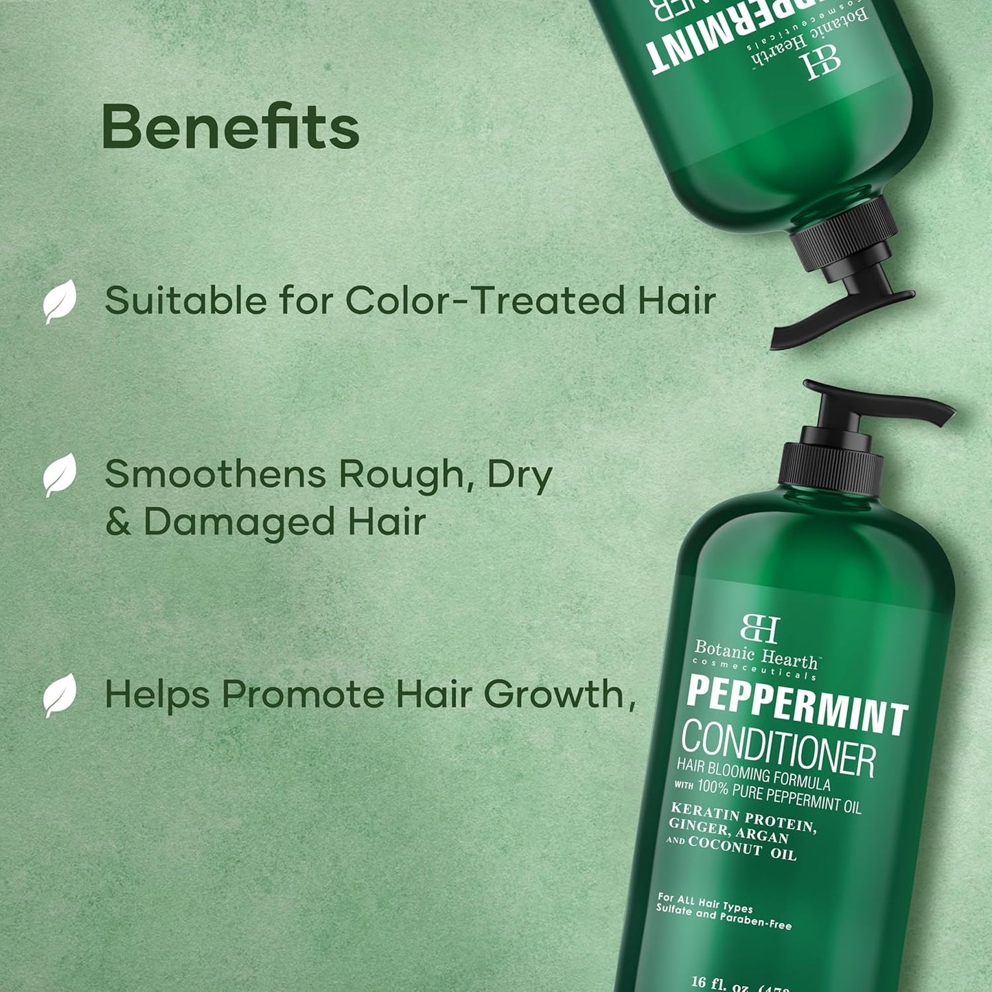 Botanic Hearth Peppermint Hair Conditioner | Hair Conditioner For Dry Damaged And Color Treated Hair | Volumizing Conditioner For Fine & Thin Hair | Paraben & Sulfate Free | Men & Women | 16 Fl Oz