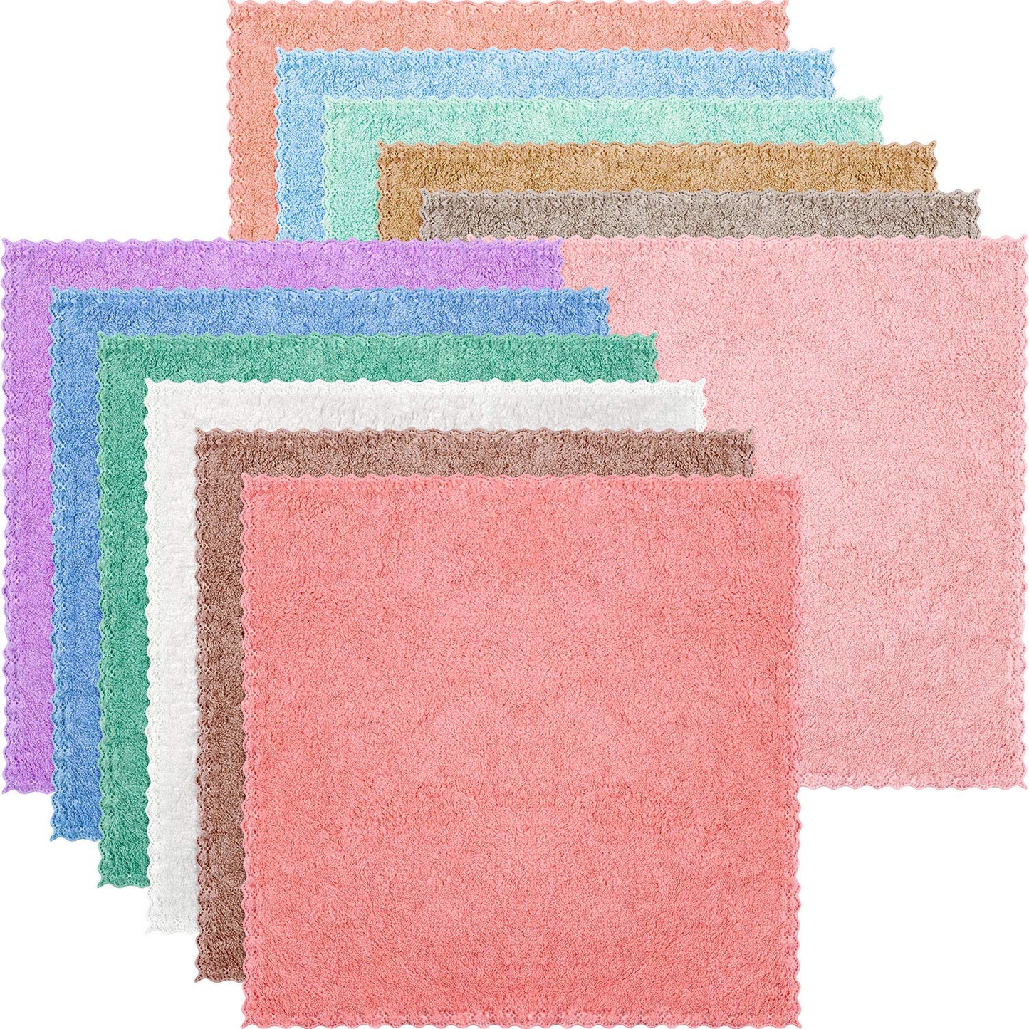 Syhood 12 Pieces Face Wash Cloth 12 x 12 in Makeup Remover Cloths Towel Coral Velvet Facial Microfiber Soft Fast Drying Facial Cleansing Towel for Face(Assorted Color)