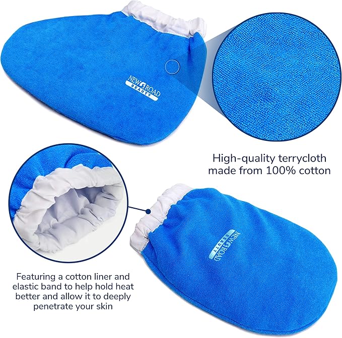 Paraffin Wax Mitts for Hand and Foot, Thick Heat Therapy Insulated Terry Cloth for Paraffin Treatments, Use for Pedicure Foot Spa - Blue