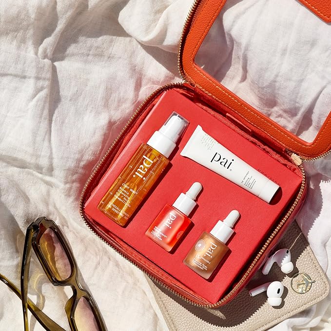 Pai Skincare - Try Pai Kit | Light Work Cleansing Oil (28ml) + The Anthemis (10ml) + Bronzing Drops (10ml) + Rosehip BioRegenerate Overnight Oil (10ml) | Natural, Vegan, Sensitive Skin (4 Piece Set)