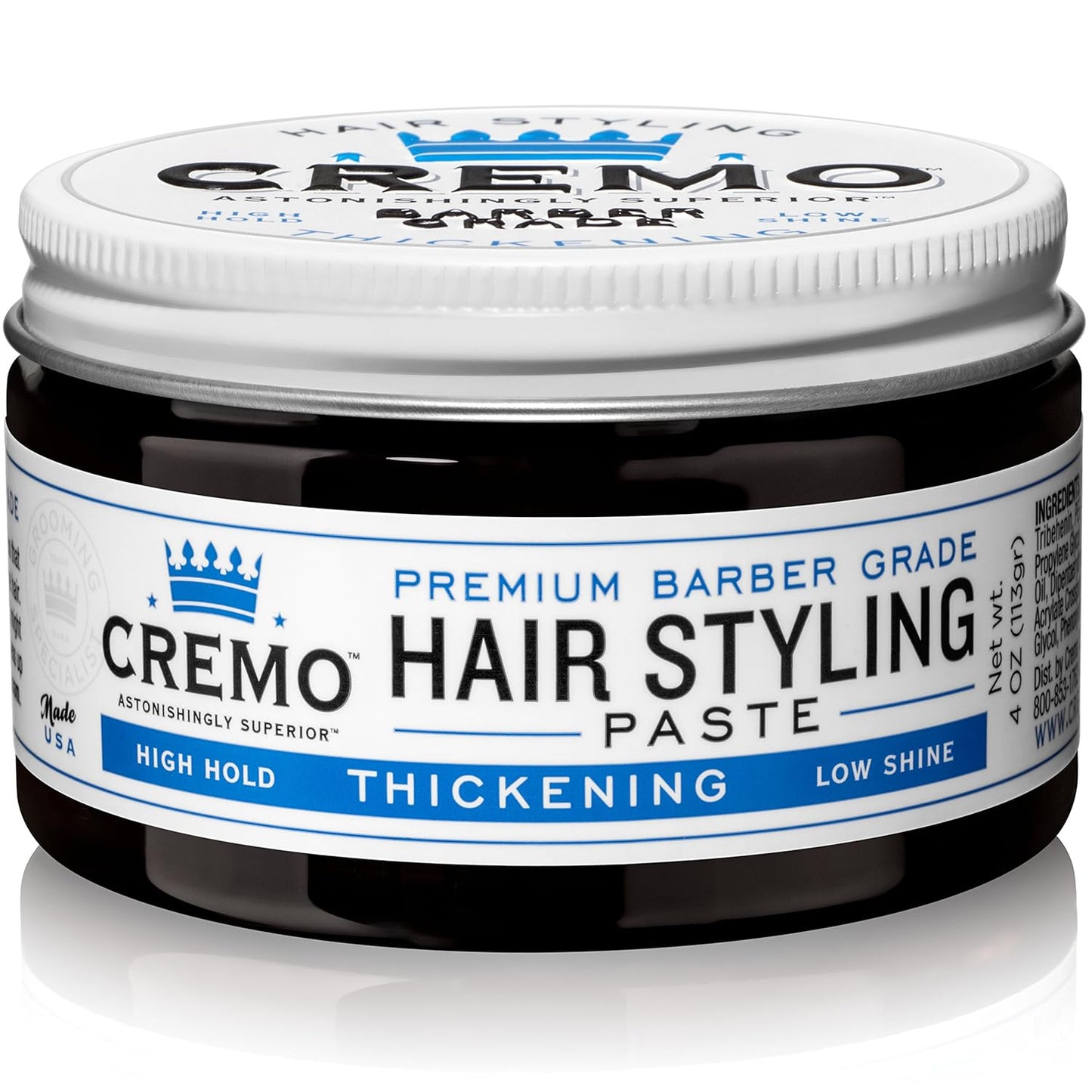 Cremo Premium Barber Grade Hair Styling Thickening Paste, High Hold, Low Shine, 4 Oz & Rich-Lathering Italian Bergamot Body Wash for Men, Notes of Italian Bergamot, Neroli Blossom