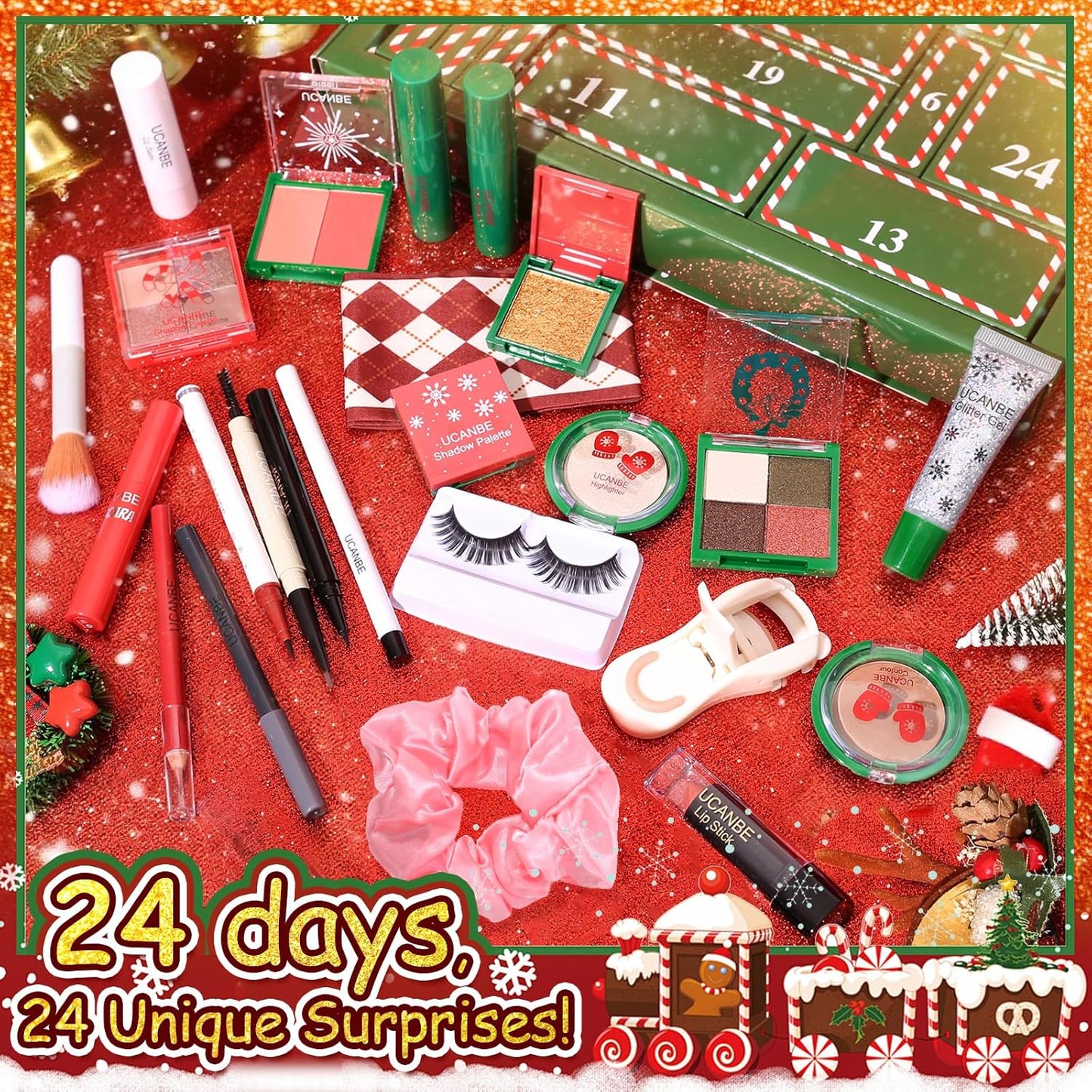 UCANBE Makeup Advent Calendar 2025 for Women Teens Girls, 24 Piece Christmas Holiday Gift Sets, Beauty & Cosmetic Surprises Countdown