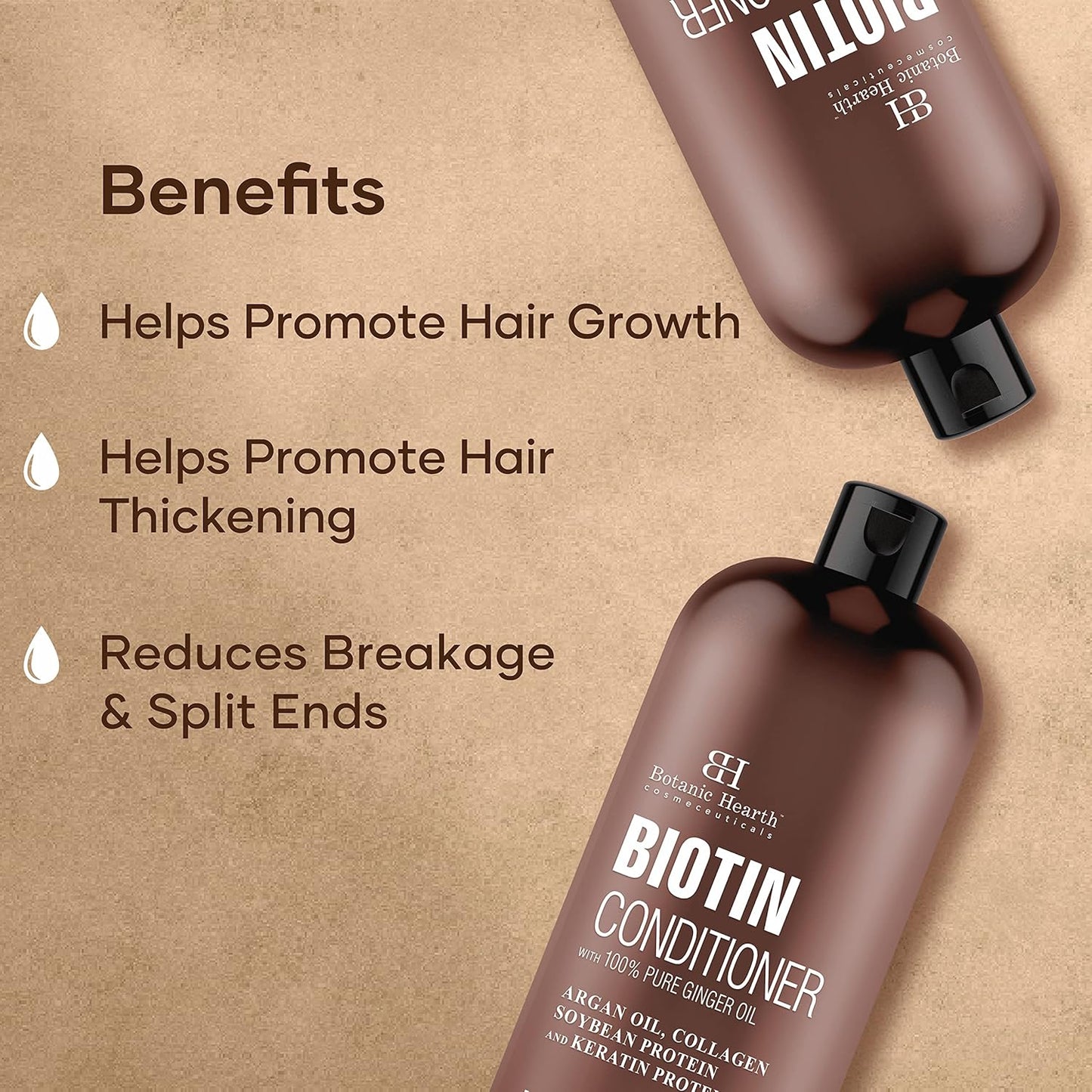 Botanic Hearth Biotin Conditioner With Ginger Oil & Keratin | For Hair Growth |With Turmeric Extract, Argan Oil, Tea Tree Oil & Vitamin E | Sulphate & Paraben Free | 16 Fl Oz