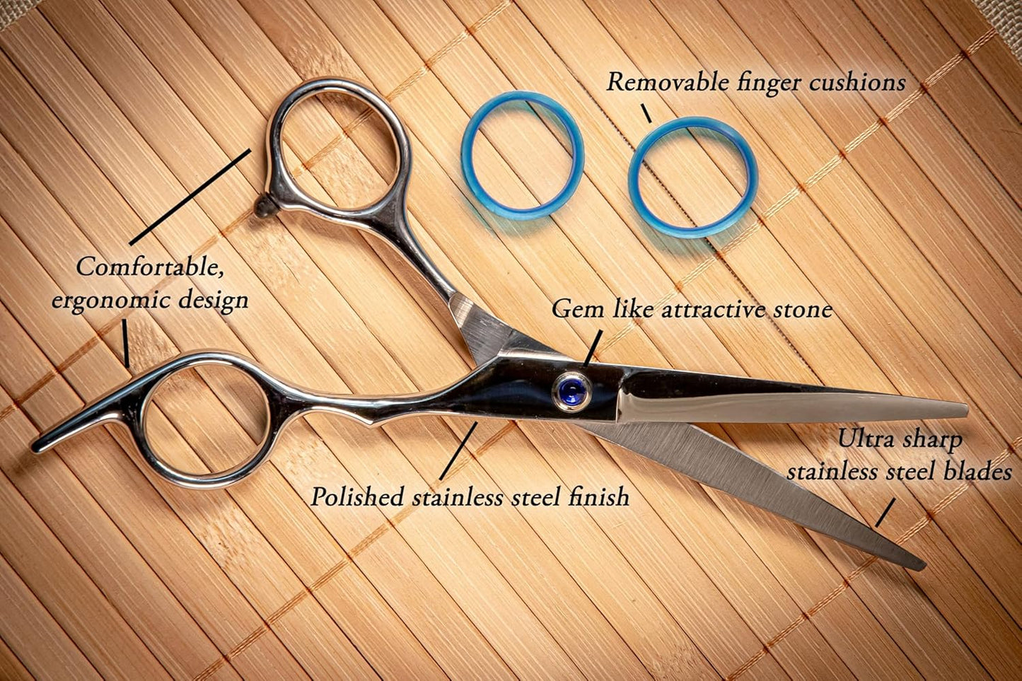 Hair Cutting Scissors, KENLOW Professional Hair Scissors With Comfortable Removable Finger Grips. Perfect As Hair Shears For Hair Cutting Or Barber Scissors. Haircut Scissors For Salon Or Home Use.