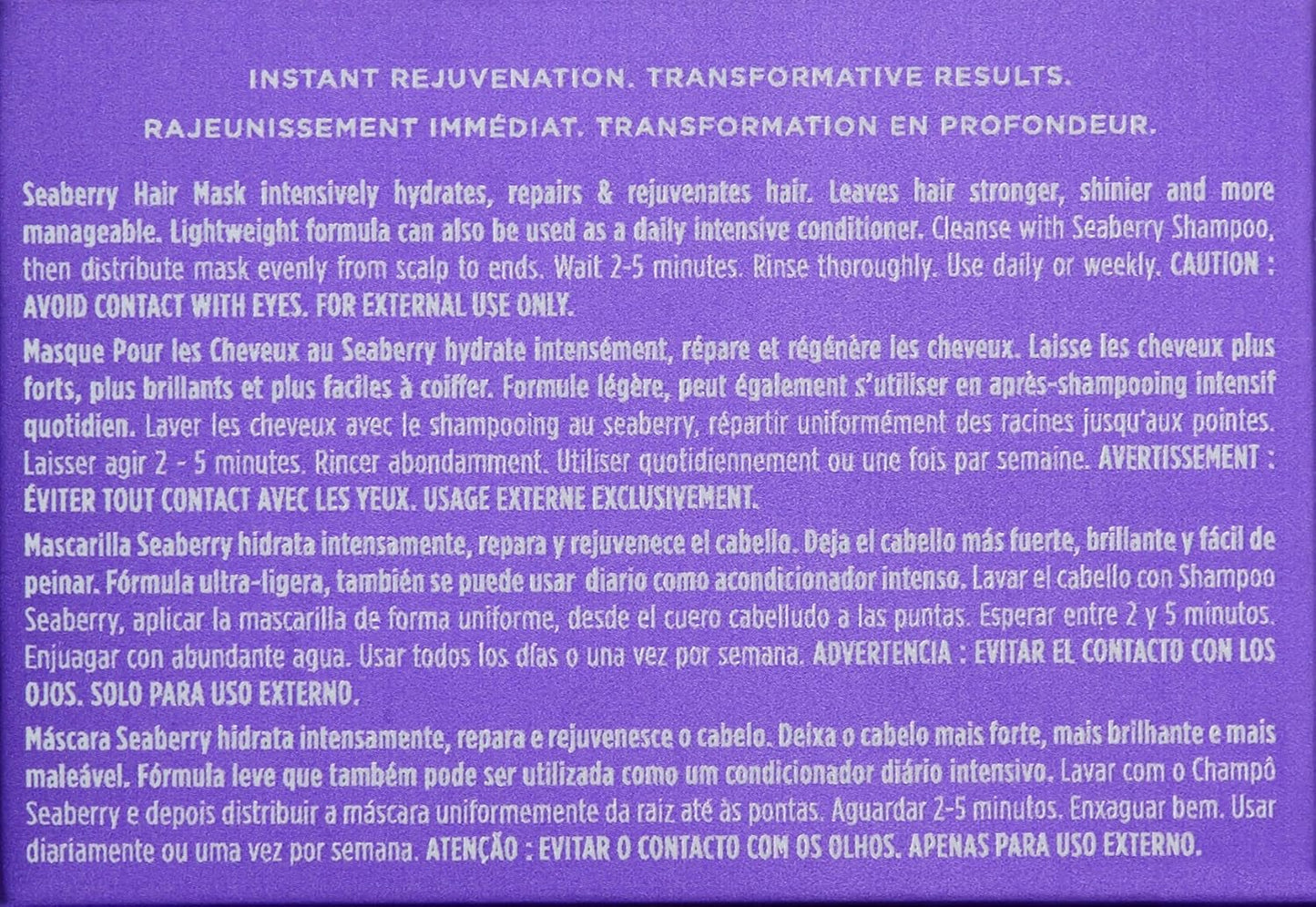 Obliphica Seaberry Hair Mask - Deep Conditioning Hydrating Treatment for Dry and Damaged Hair - Moisturizing Hair Repair and Growth Mask for Medium, Coarse, and Color-Treated Hair - 8.5 Ounces