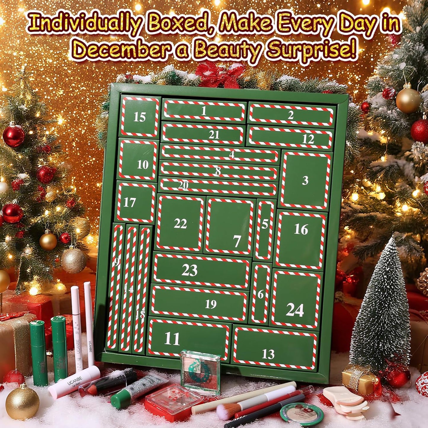UCANBE Makeup Advent Calendar 2025 for Women Teens Girls, 24 Piece Christmas Holiday Gift Sets, Beauty & Cosmetic Surprises Countdown