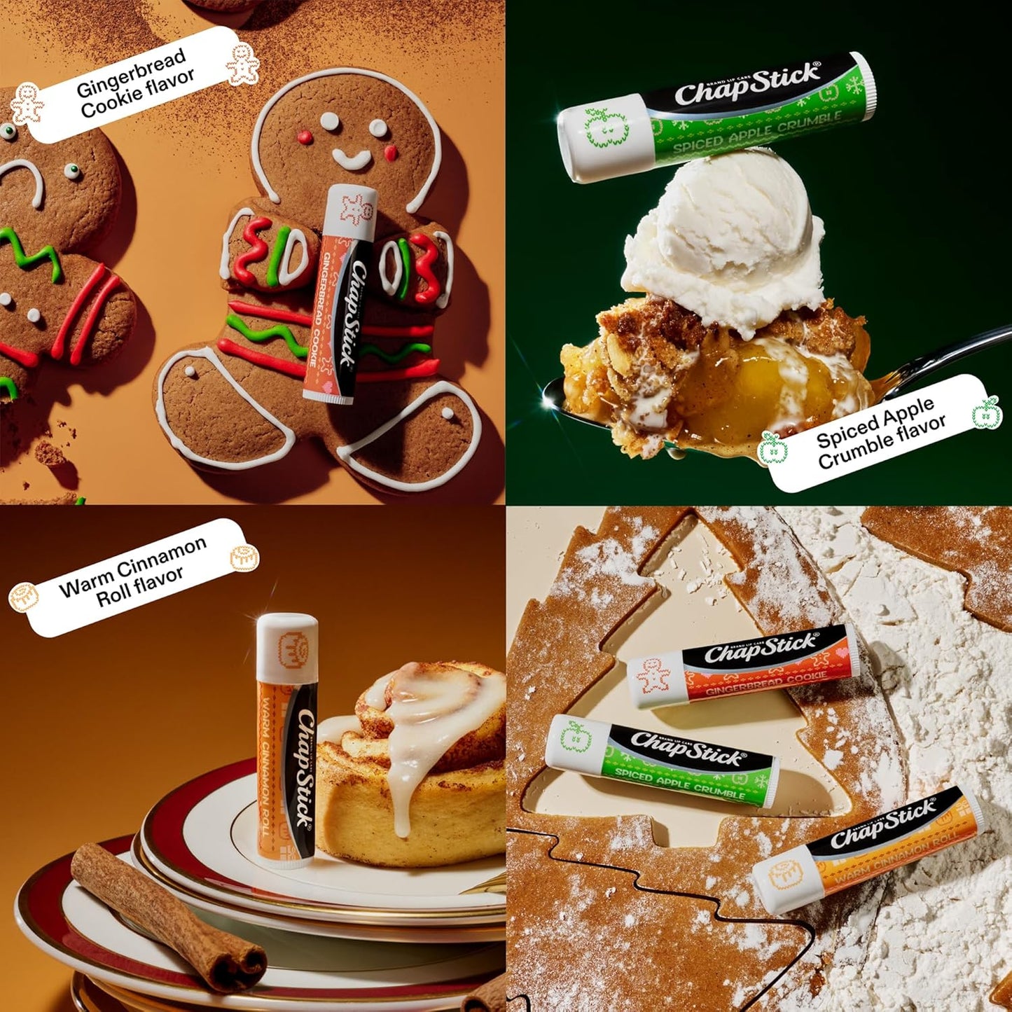 ChapStick Lip Balm, Holiday Variety Packs (6 Sticks) – Candy Cane, Toasty Treats Flavored Lip Moisturizers, Stocking Stuffers, 0.15 Oz Ea