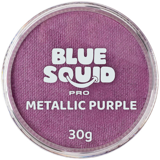 Blue Squid PRO Face Paint - Professional Water Based Single Cake Facepaint & Body Paints - SFX Makeup, Kids Adults Face Painting for Costume, Halloween, Cosplay - Metallic Purple 30g / 1oz