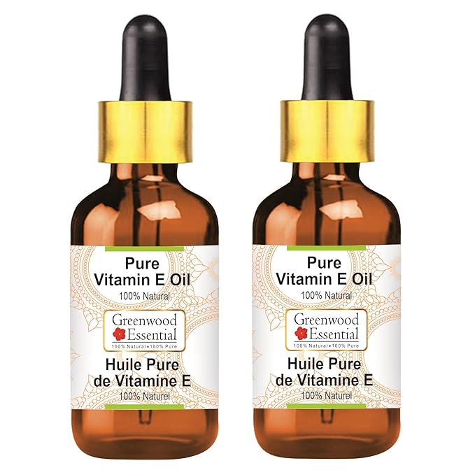 Pure Vitamin E Oil with Glass Dropper Premium Therapeutic Grade for Hair, Skin & Aromatherapy (Pack of Two) 100ml X 2 (6.76 oz)