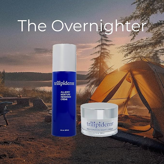 Trilipiderm Overnighter Bundle – All-Body Moisture Retention Crème and Rehydration Night Crème Set – Nightly Moisturizing, Lipid Replacement and Renewal