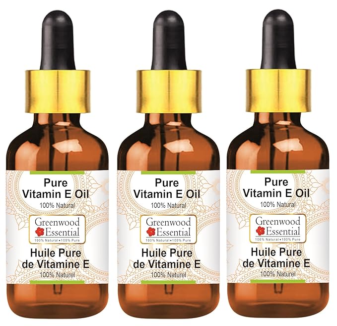 Pure Vitamin E Oil with Glass Dropper Premium Therapeutic Grade for Hair, Skin & Aromatherapy (Pack of Three) 100ml X 3 (10.1oz)