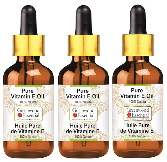 Pure Vitamin E Oil with Glass Dropper Premium Therapeutic Grade for Hair, Skin & Aromatherapy (Pack of Three) 100ml X 3 (10.1oz)