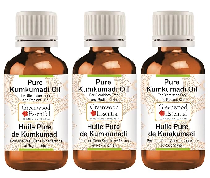 Pure Kumkumadi Oil for Blemishes Free and Radiant Skin Premium Therapeutic Grade for Hair, Skin & Aromatherapy (Pack of Three) 100ml X 3 (10 oz)